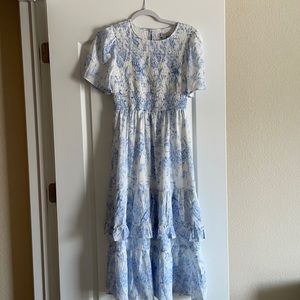 Blue and White smocked dress